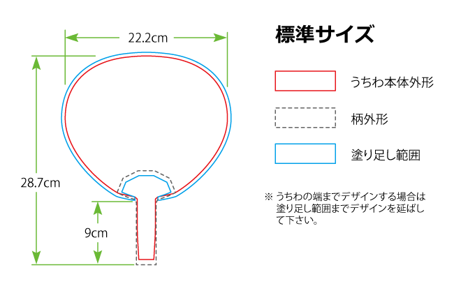 うちわのサイズと印刷範囲